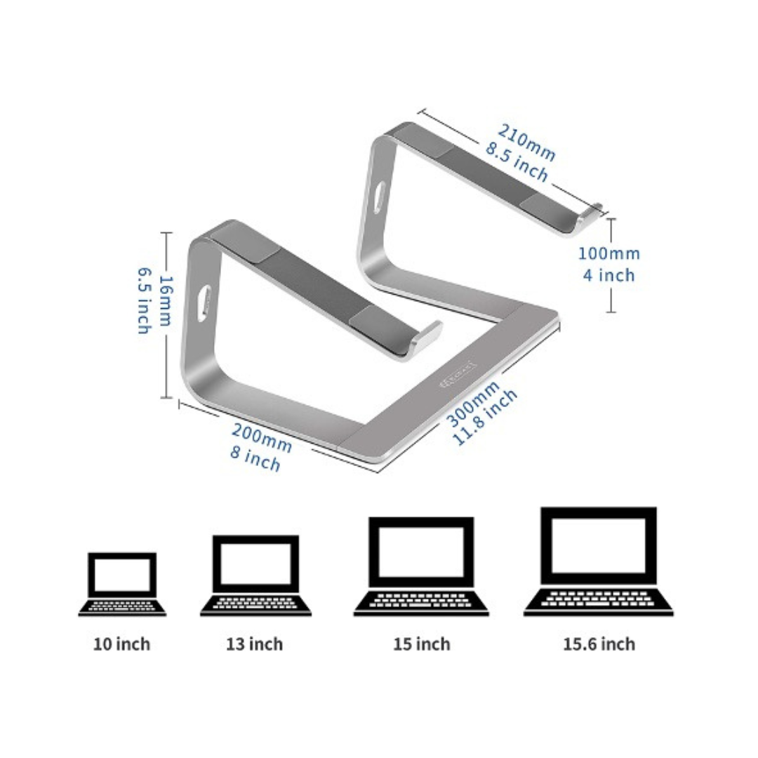 Aluminum Laptop Stand, Ergonomic Detachable Computer Stand, Riser Holder Notebook Stand Compatible with 10-15.6″ Laptops, (Grey)