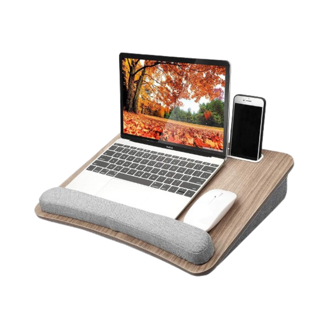 Portable Lap Desk with Pillow Cushion, Fits up to 15.6 inch Laptop, with Anti-Slip Strip & Storage Function 