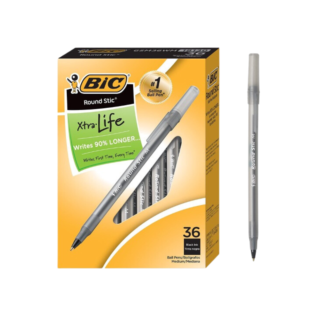 BIC Round Stic Xtra Life Ballpoint Pen – Medium Point (1.0mm)