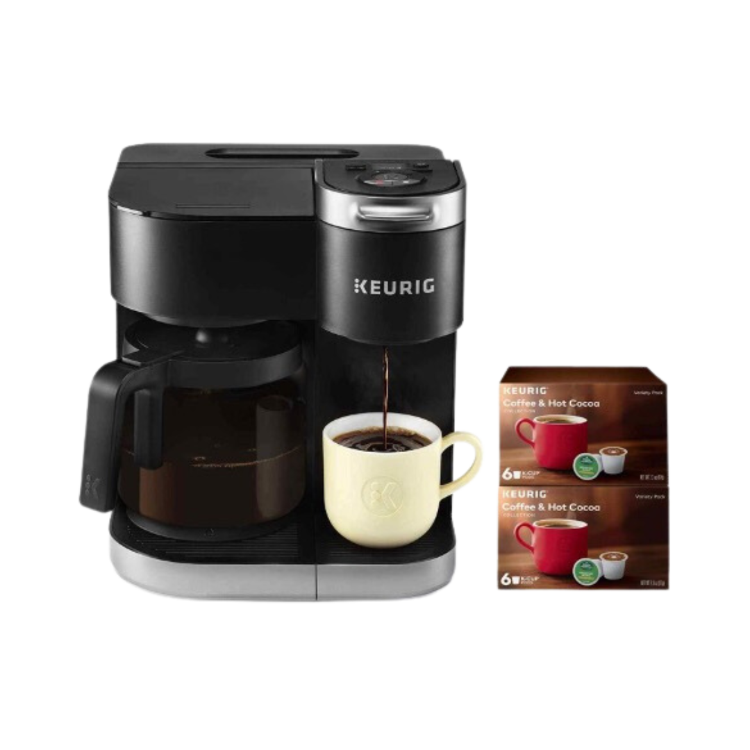 Keurig K-Duo Coffee Maker, Single Serve and 12-Cup Carafe Drip Coffee Brewer, Compatible with K-Cup Pods and Ground Coffee, Black